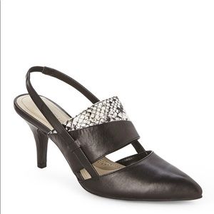 Ellen Tracy Bello Slingback Snakeskin Trim Shoes